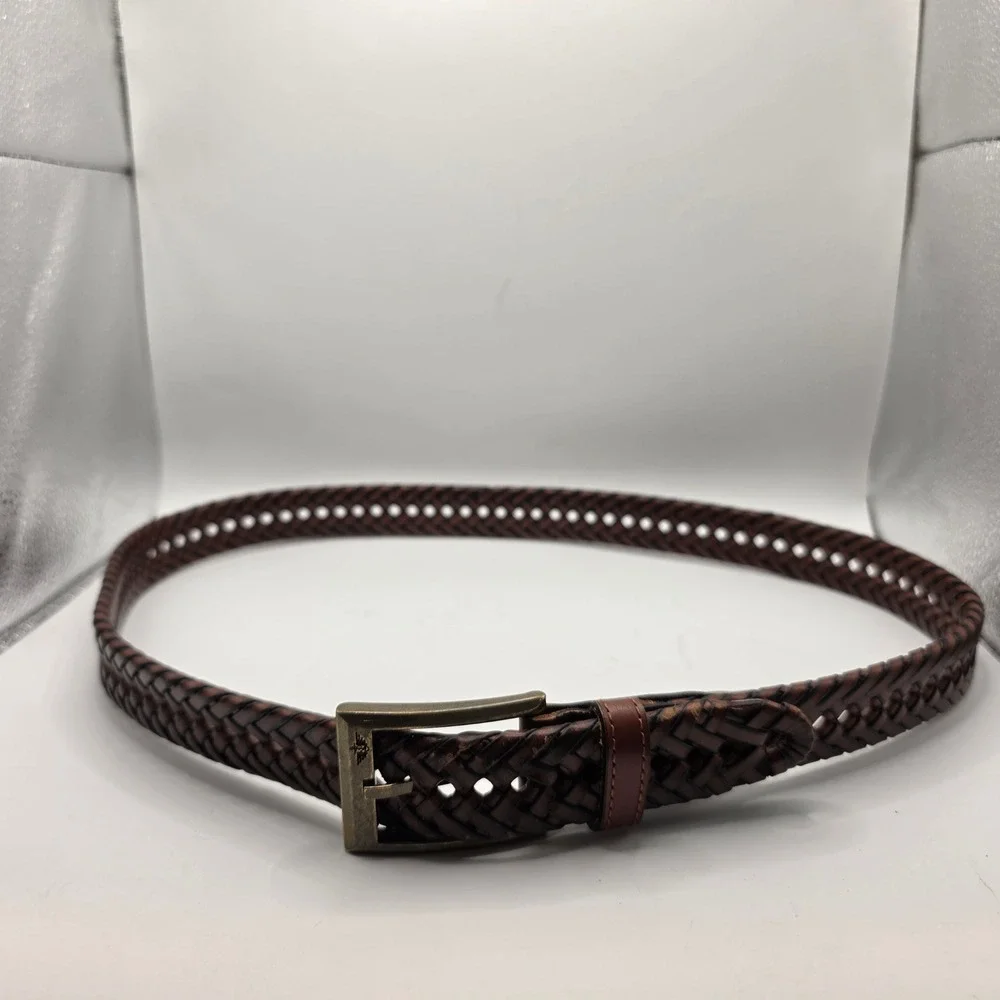 Dockers Mens Braided Woven Belt Tan Brown Leather Synthetic 11DO0403 Size 36